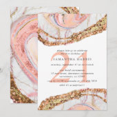 Elegant Roos Goud Marmer 21ste Verjaardagsfeest Kaart (Voorkant / Achterkant)