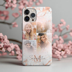 Elegant Roos Goud Marmer & 4 Foto iPhone 16 Pro Max Hoesje