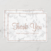 Elegant Roos Goud Marmer Modern Business Bedankkaart (Voorkant / Achterkant)