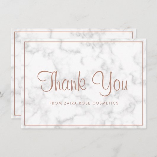 Elegant Roos Goud Marmer Modern Business Bedankkaart (Voorkant / Achterkant)