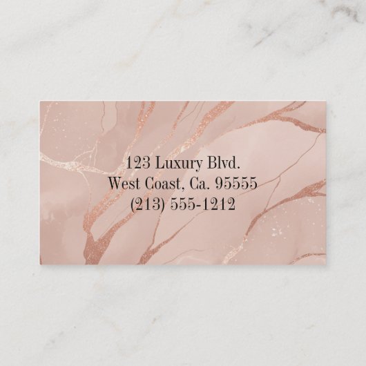 Elegant Roos Goud Marmer voor Architecten & Trades Visitekaartje (Achterkant)