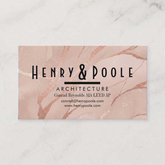 Elegant Roos Goud Marmer voor Architecten & Trades Visitekaartje (Voorkant)
