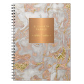 Elegant roos goud metaalkoper grijs marmer notitieboek (Voorkant)