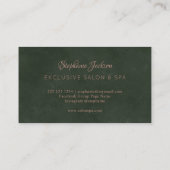 Elegant roos goud metallic donkersmaragdgroen chic visitekaartje (Achterkant)