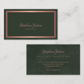 Elegant roos goud metallic donkersmaragdgroen chic visitekaartje (Voorkant / Achterkant)