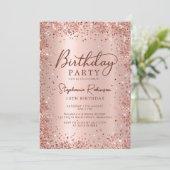 Elegant Roos Goud Metallic Glitter 10e Verjaardag Kaart (Staand voorkant)