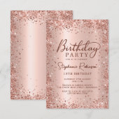 Elegant Roos Goud Metallic Glitter 13e Verjaardag Kaart (Voorkant / Achterkant)