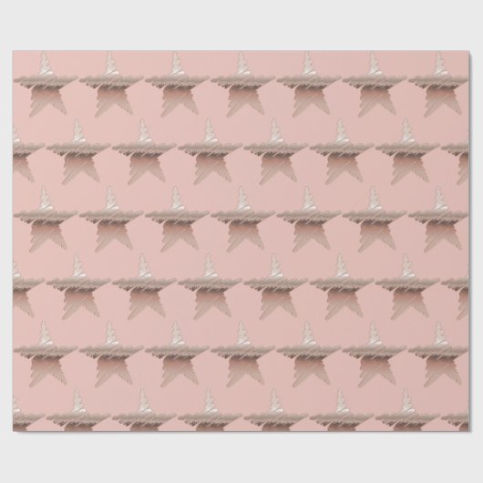 Elegant roos goud metallisch uitziende ster roze cadeaupapier (Vlak)
