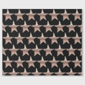 Elegant roos goud metallisch uitziende sterren zwa cadeaupapier (Vlak)