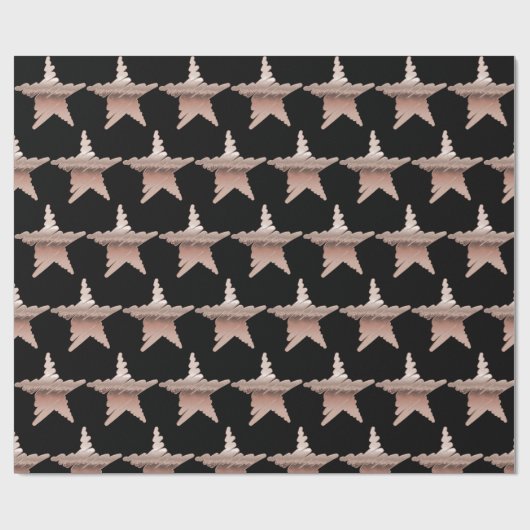 Elegant roos goud metallisch uitziende sterren zwa cadeaupapier (Vlak)