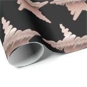 Elegant roos goud metallisch uitziende sterren zwa cadeaupapier (Rol Hoek)