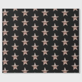 Elegant roos goud metallisch uitziende sterren zwa cadeaupapier (Vlak)