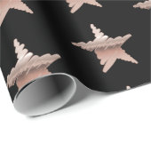 Elegant roos goud metallisch uitziende sterren zwa cadeaupapier (Rol Hoek)