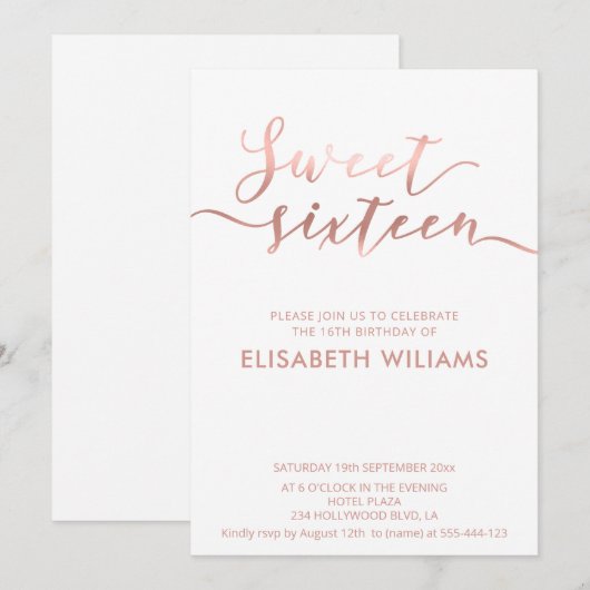 Elegant roos goud minimalistisch chic calligrafie kaart (Voorkant / Achterkant)