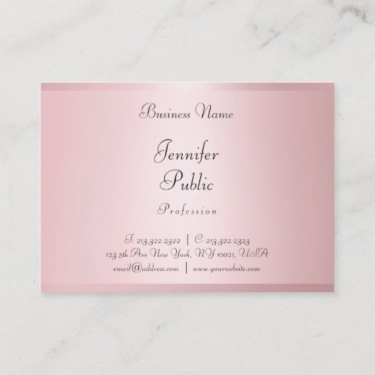 Elegant Roos Goud Modern Handgeschreven Profession Visitekaartje (Achterkant)