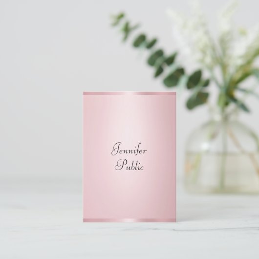 Elegant Roos Goud Modern Kalligrafie Professioneel Visitekaartje (Staand voorkant)