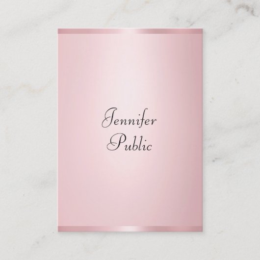 Elegant Roos Goud Modern Kalligrafie Professioneel Visitekaartje (Voorkant)