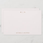 Elegant Roos Goud Modern Monogram Classic Custom Briefpapier (Voorkant / Achterkant)