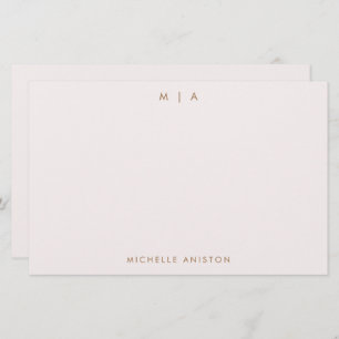 Elegant Roos Goud Modern Monogram Classic Custom Briefpapier