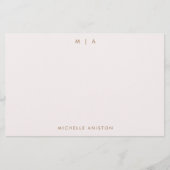 Elegant Roos Goud Modern Monogram Classic Custom Briefpapier (Voorkant)