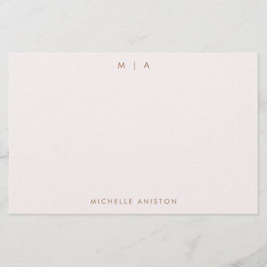 Elegant Roos Goud Modern Monogram Classic Custom Briefpapier (Voorkant)