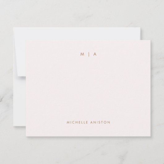 Elegant Roos Goud Modern Monogram Classic Custom Notitiekaartje (Voorkant)