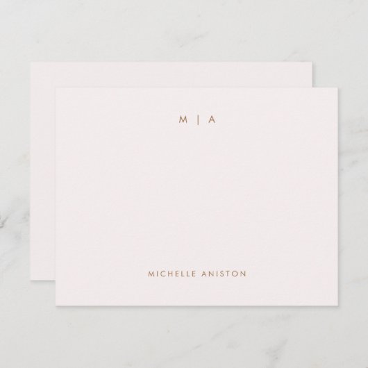 Elegant Roos Goud Modern Monogram Classic Custom Notitiekaartje (Voorkant / Achterkant)