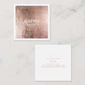 Elegant roos goud modern vierkant minimalistisch w vierkante visitekaartje (Voorkant / Achterkant)