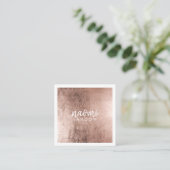 Elegant roos goud modern vierkant minimalistisch w vierkante visitekaartje (Staand voorkant)