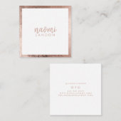 Elegant roos goud modern vierkant minimalistisch w vierkante visitekaartje (Voorkant / Achterkant)