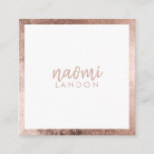 Elegant roos goud modern vierkant minimalistisch w vierkante visitekaartje (Voorkant)
