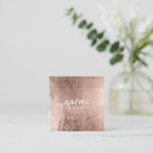 Elegant roos goud modern vierkant minimalistisch w vierkante visitekaartje (Staand voorkant)
