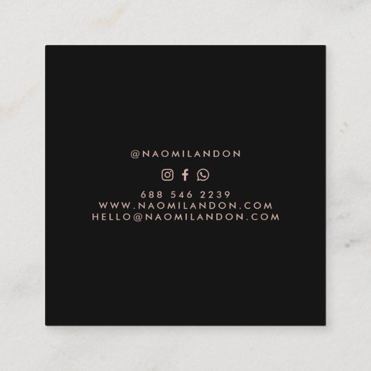 Elegant roos goud modern vierkant minimalistisch z vierkante visitekaartje (Achterkant)