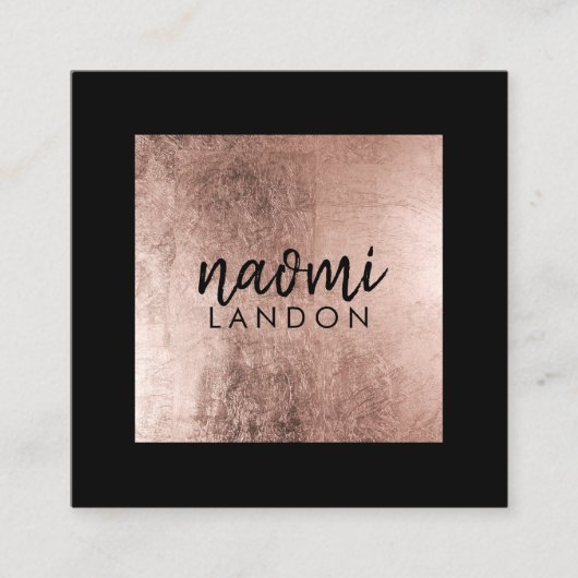 Elegant roos goud modern vierkant minimalistisch z vierkante visitekaartje (Voorkant)