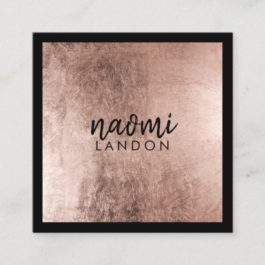 Elegant roos goud modern vierkant minimalistisch z vierkante visitekaartje (Voorkant)