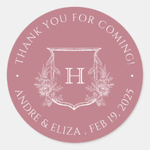 Elegant Roos Goud Monogram Bruiloft Sticker