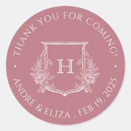 Elegant Roos Goud Monogram Bruiloft Sticker