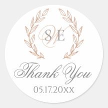 Elegant Roos Goud Monogram Bruiloft Sticker