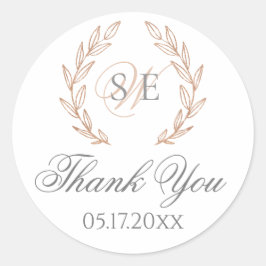 Elegant Roos Goud Monogram Bruiloft Sticker