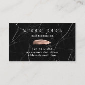 Elegant roos goud nagellak zwart marmer visitekaartje (Achterkant)