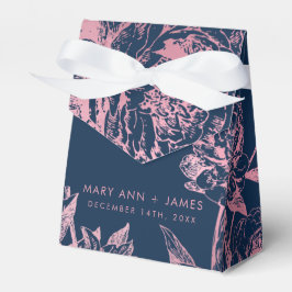 Elegant Roos Goud Navy Blauw Bloemen Bruiloft Bedankdoosjes