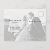 Elegant Roos goud op zwart | Fotobruiloft Aankondigingskaart (Achterkant)