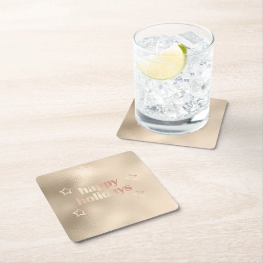Elegant roos goud Prettige feestdagen kerst Kartonnen Onderzetters (Insitu)