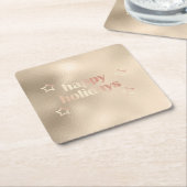 Elegant roos goud Prettige feestdagen kerst Kartonnen Onderzetters (Schuin)