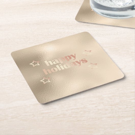 Elegant roos goud Prettige feestdagen kerst Kartonnen Onderzetters (Schuin)