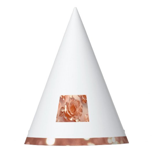 Elegant Roos Goud Roos Glitter Party Pet Feesthoedjes (Voorkant)