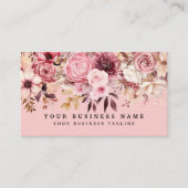 Elegant Roos Goud Roze Bloemen Bloemen Visitekaartje (Voorkant)