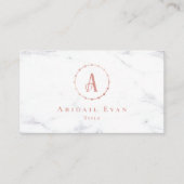 Elegant Roos Goud Roze en Grijs Monogram Visitekaartje (Voorkant)