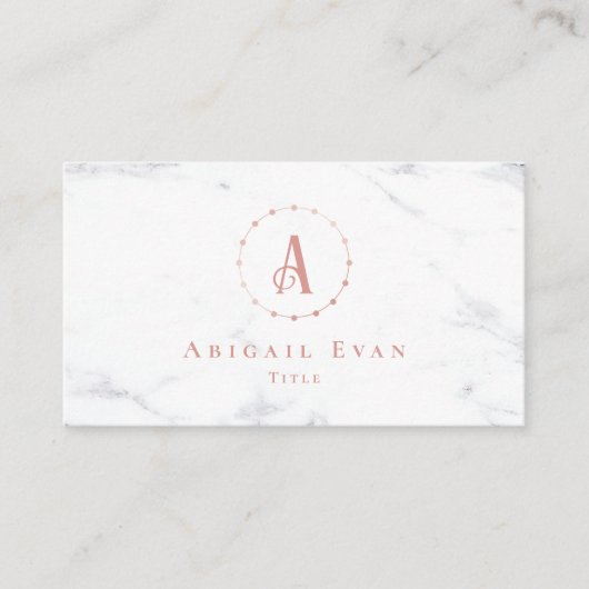 Elegant Roos Goud Roze en Grijs Monogram Visitekaartje (Voorkant)