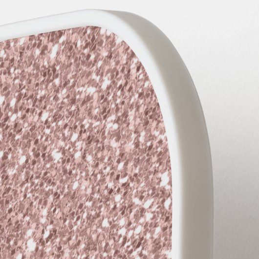 Elegant Roos Goud Roze Glitter 2 Initiaal Monogram Pickleball Paddle (Links Detail)